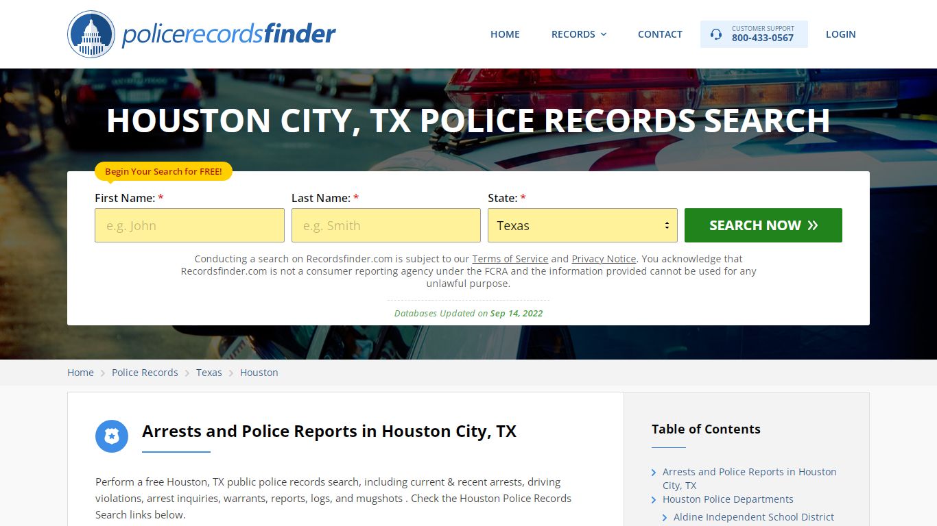 HOUSTON CITY, TX POLICE RECORDS SEARCH - RecordsFinder