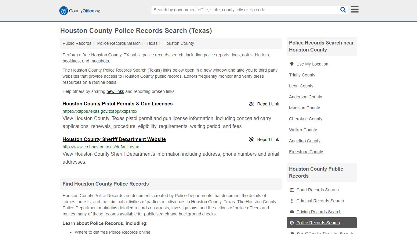 Police Records Search - Houston County, TX (Accidents & Arrest Records)